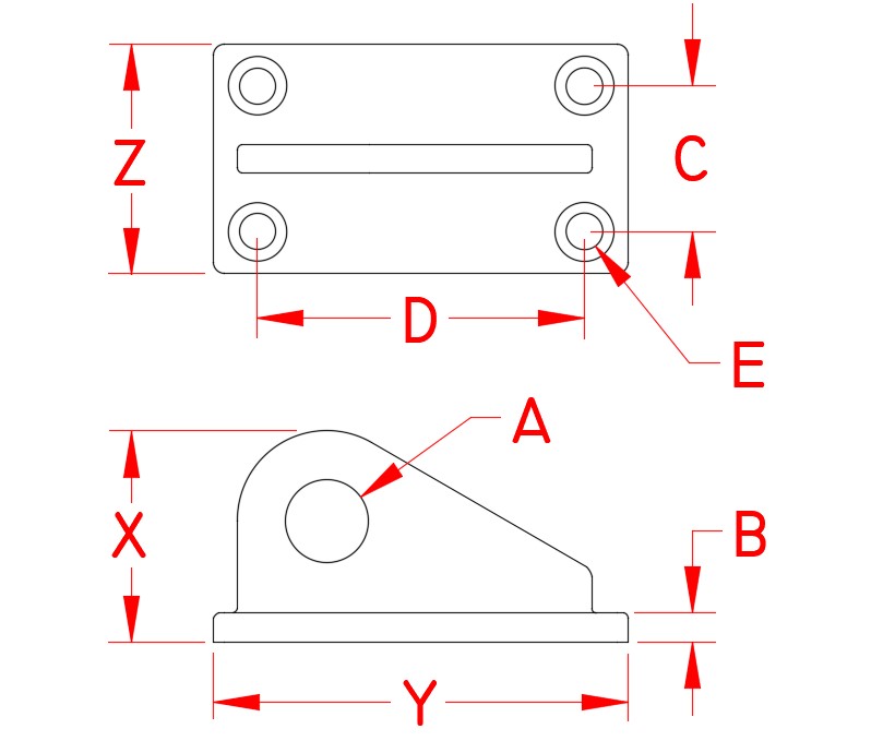 Stainless Steel Tow Pad Eye, S3718-0000, Line Drawing